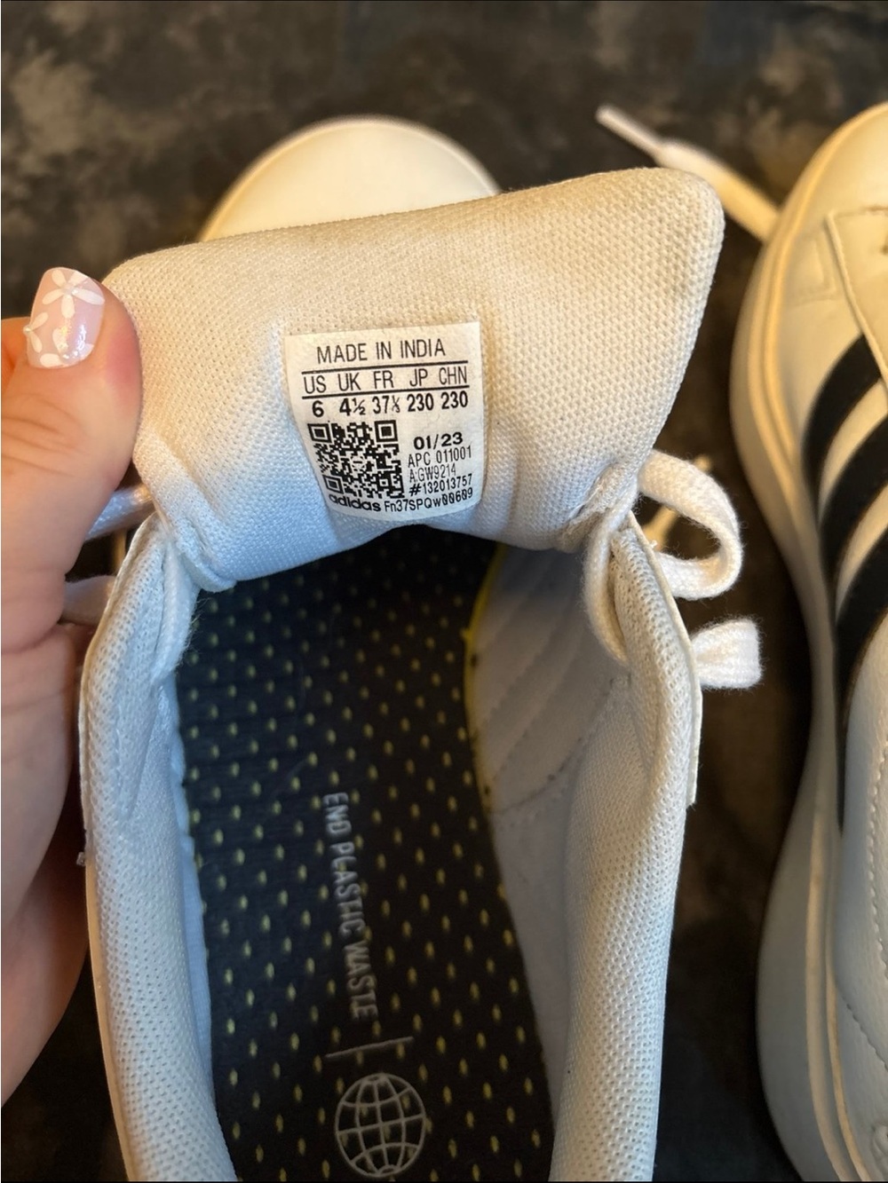 adidas White and Black Low-Top Sneakers - Picture 5 of 7